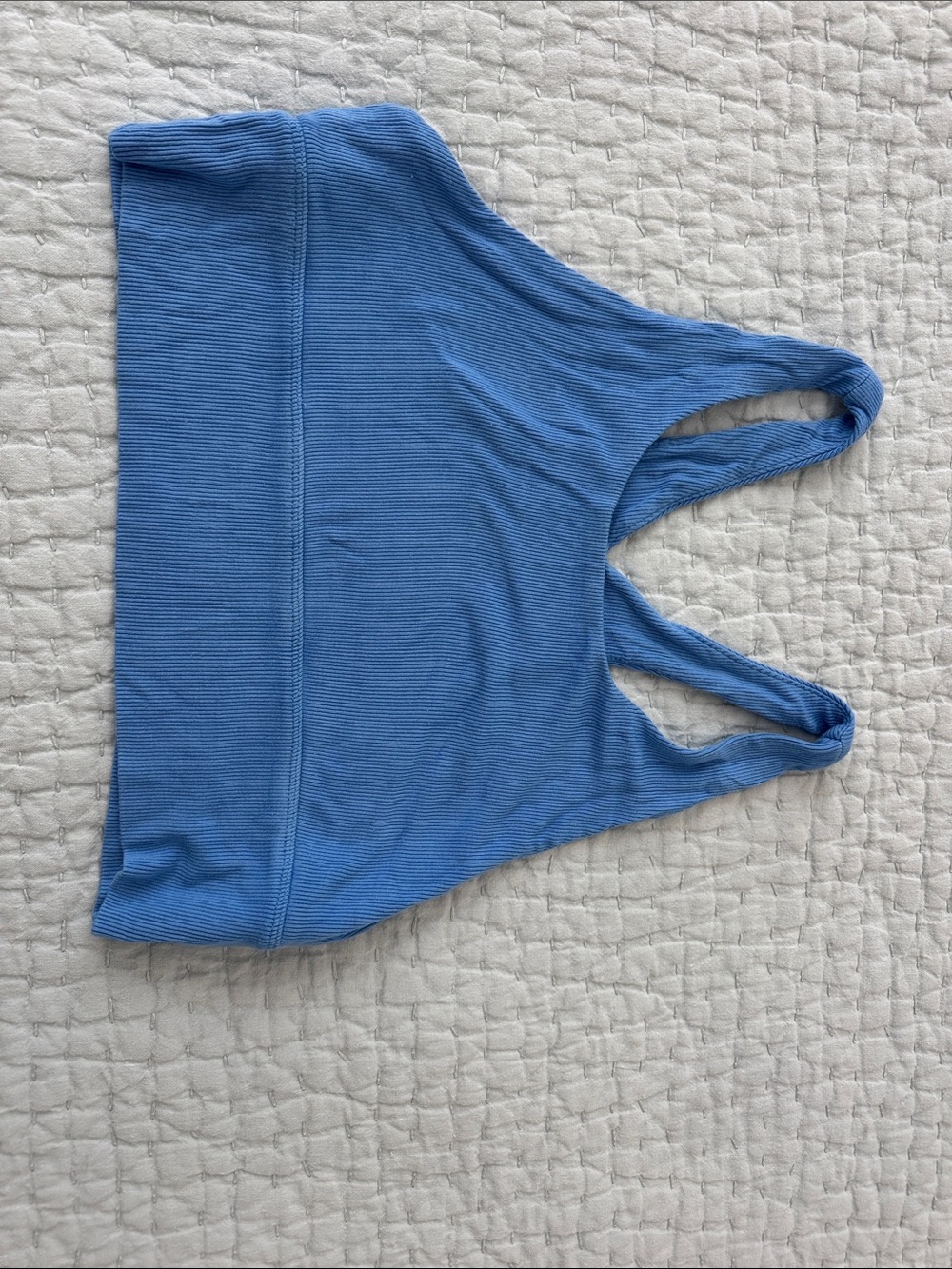 Love Tree Blue Ribbed Scoop Racerback Crop Tank